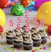 5 Beş Yaş Doğum Günü Süsü Çıkartmaları SİMLİ 15 ADET PARTİ MALZEMELERİ - 3