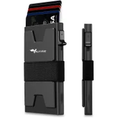 Valkyrie Akıllı Mekanizmalı Karbon Fiber Kasa RFID Korumalı Cüzdan Kredi Kartlık 15 Kart Kapasiteli Kartlık Siyah - 1