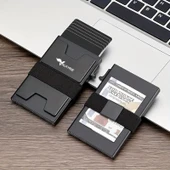 Valkyrie Akıllı Mekanizmalı Karbon Fiber Kasa RFID Korumalı Cüzdan Kredi Kartlık 15 Kart Kapasiteli Kartlık Siyah - 4