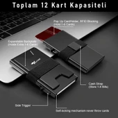 Valkyrie Akıllı Mekanizmalı Karbon Fiber Kasa RFID Korumalı Cüzdan Kredi Kartlık 15 Kart Kapasiteli Kartlık Siyah - 2