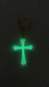 Yeşil Neon Renkli Haç Şekil Gold Aksesuarlı Anahtarlık El Yapımı Epoksi Hediyelik - 2