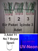 Eagenset Çapari, İstavrit Çaparisi, Ultraviyole Uv Neon Seçenekli 11 No Beyaz 7 İğneli, 3lü Paket - 1