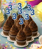 3 Üç Yaş Doğum Günü Süsü Çıkartmaları SİMLİ 15 ADET PARTİ MALZEMELERİ - 1