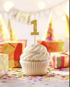 1 Bir Yaş Doğum Günü Süsü Çıkartmaları SİMLİ 15 ADET PARTİ MALZEMELERİ - 8