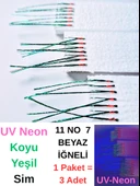 Eagenset Çapari, İstavrit Çaparisi, Ultraviyole Uv Neon Seçenekli 11 No Beyaz 7 İğneli, 3lü Paket thumbnail 3