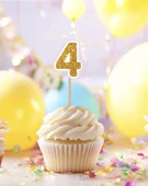 4 Dört Yaş Doğum Günü Süsü Çıkartmaları SİMLİ 15 ADET PARTİ MALZEMELERİ - 2