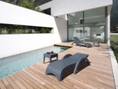 Omnipazar TRK-860 Siesta Fiji Bej Minderli Rattan Desenli Ayarlanabilir Lüks Şezlong Koyu Gri 2'li Set - 3