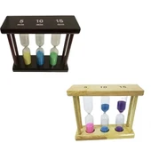 3 lü Ahşap 5-10-15 Dk Kum Saati - 1