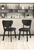 Aras Mutfak Sandalyesi Yemek Odası Bahçe Balkon Otel Restoran Kafe Sandalyesi - 4 Adet - Siyah - 1