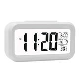 Akıllı Dijital Masa Saati Alarmlı Karanlık Sensörlü Fotoselli Beyaz - 1