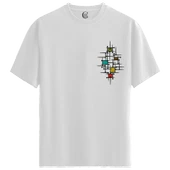 Grid Pulse - %100 Pamuklu Kadın Beyaz Tişört - Premium Quality thumbnail 1