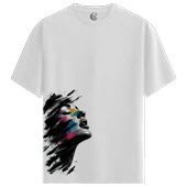 Scream in Color - %100 Pamuklu Kadın Beyaz Tişört - Premium Quality - 1