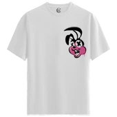 Twisted Bunny - %100 Pamuklu Kadın Beyaz Tişört - Premium Quality thumbnail 1