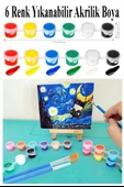 Mini Şövale 15x15 cm Tuval 3 ml Akrilik Boya 6 Renk ve Fırça 2 Adet 15x15 Mini Tuval Masaüstü Küçük Şövale Boyama Seti - 3