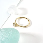 14 Ayar Altın Kaplama Yuvarlak Kesim Tektaş Gümüş Yüzük - RS00102 - 1