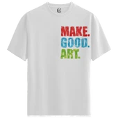 Make Good Art - %100 Pamuklu Kadın Beyaz Tişört - Premium Quality - 1