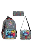 İlkokul Çantası 3'lü Set 42*30 Cm Beslenme Çantası Kalem Kutusu Ortopedik Gamer Erkek Çocuk - 1