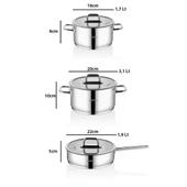 Nova 6 Parça Paslanmaz Çelik Cam Kapaklı Tencere Tava Seti thumbnail 5