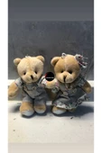 Sevimli Elbiseli Tulumlu Ayıcık Peluş Oyuncak Anahtarlık Uyku Arkadaşı Hediyelik 12 CM Sevgiliye Eşe - 1