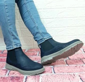 Voyager 5416 Lacivert Fermuarsız Hakiki Deri Ortapedik Erkek Bot thumbnail 6