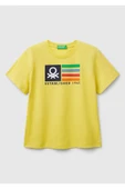 Erkek Çocuk Sarı Benetton Logo Baskılı T-Shirt - 1