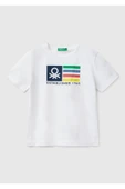 Erkek Çocuk Sarı Benetton Logo Baskılı T-Shirt - 4