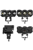 ASTRALED 1 ADET Metal Motosiklet 3 Led Lazer Sis Farı Kasa Baykuş Model Delici Beyaz Sarı Çift Renk - 2