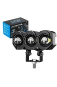 ASTRALED 1 ADET Metal Motosiklet 3 Led Lazer Sis Farı Kasa Baykuş Model Delici Beyaz Sarı Çift Renk - 1