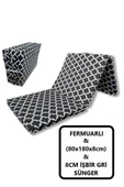 Mor Minder Katlanır Kamp Yatağı Çadır Yatağı 80x180 8 Cm Işbir Gri Kalın Sünger Karaçatı - 1