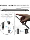 Bix SP02B Bluetooth Dokunmatik Kalem Stylus Pen Manyetik Çekim Destekli, Avuç İçi Reddetme Özellikli iPad Kalemi 2018-2022 için iPad Android Uyumlu Universal Yazı ve Çizim Kalemi Siyah - 5