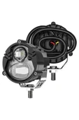 ASTRALED 2 Adet Motosiklet LED Sis Farı Metal Kasa Yüksek Güçlü Delici Spot Beyaz Sarı Çift Renk - 2