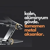 NPO NVR-5035 Açı Ayarlı Ergonomik Macbook Özel 17" Masaüstü Notebook Stand Gümüş Gri - 3