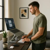 NPO NVR-5035 Açı Ayarlı Ergonomik Macbook Özel 17" Masaüstü Notebook Stand Gümüş Gri - 4