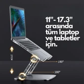 NPO NVR-5035 Açı Ayarlı Ergonomik Macbook Özel 17" Masaüstü Notebook Stand Gümüş Gri - 2