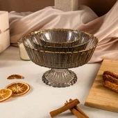 Fecra Rita 3'lü Cam Kase Seti Antrasit Altın Fileli - 5