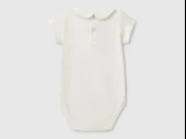 Bebek beyaz Logo İşlemeli Çıtçıtlı Bebe Yakalı Kısa Kollu Body - 2