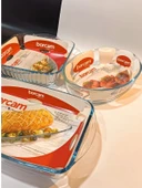 Borcam Orta Boy Fırın Kalıbı 3 Lü Set Fırın Tepsisi ( 59084+59006+59384) - 3