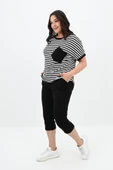 Kadın Büyük Beden Bisiklet Yaka Çizgili Cep Detaylı Kısa Kol Eşofman Takımı 8013 - 3