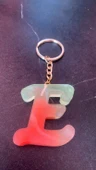 Rengarenk E Harf Şekilli Gold Aksesuarlı Anahtarlık Epoksi El Yapımı Hediyelik - 6