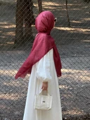 Pamuklu Soft İnci Desen Şal-Bordo - 3