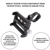 Polham Pro Seri Gidon Uyumlu Motorsiklet Telefon Tutucu, Bisiklet, Scooter Uyumlu Sıkıştırmalı Tutucu - 1