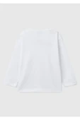 Erkek Çocuk Beyaz Benetton Logo Baskılı Uzun Kollu T-Shirt - 2