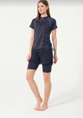 Tesmay 24156 Lacivert  Kısa Kol Yarım Fermuarlı Hızlı Kuruyan Kumaş Şortlu Taytlı Yarı Kapalı Mayo thumbnail 3