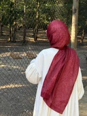 Pamuklu Soft İnci Desen Şal-Bordo - 4