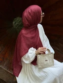 Pamuklu Soft İnci Desen Şal-Bordo - 1