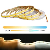 COB Led şerit 5metre 12V 480LED/m 3000K sıcak beyaz 10W 8mm IP20 aydınlatma ışık hortum kendinden yapışkanlı thumbnail 7