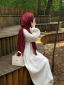 Pamuklu Soft İnci Desen Şal-Bordo - 6