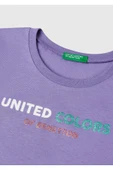 Kız Çocuk Mor Simli Logo Baskılı T-Shirt - 6
