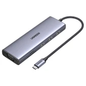 UGREEN 15600 Type-C to 3xUSB 3.0 4K/30Hz HDMI VGA Gigabit Ethernet SD TF Kart Okuyucu Çoklayıcı Hub - 1