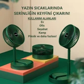 Coofbe Teleskopic 1200Mah Şarjlı 3 Hız Modlu Masaüstü Vantilatör Fan Ev Ofis Masaüstü Vantilatör Fan - 9